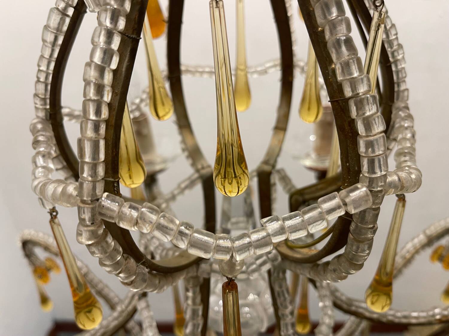 Crystal Beaded Murano Glass Drop Chandelier 1950’s