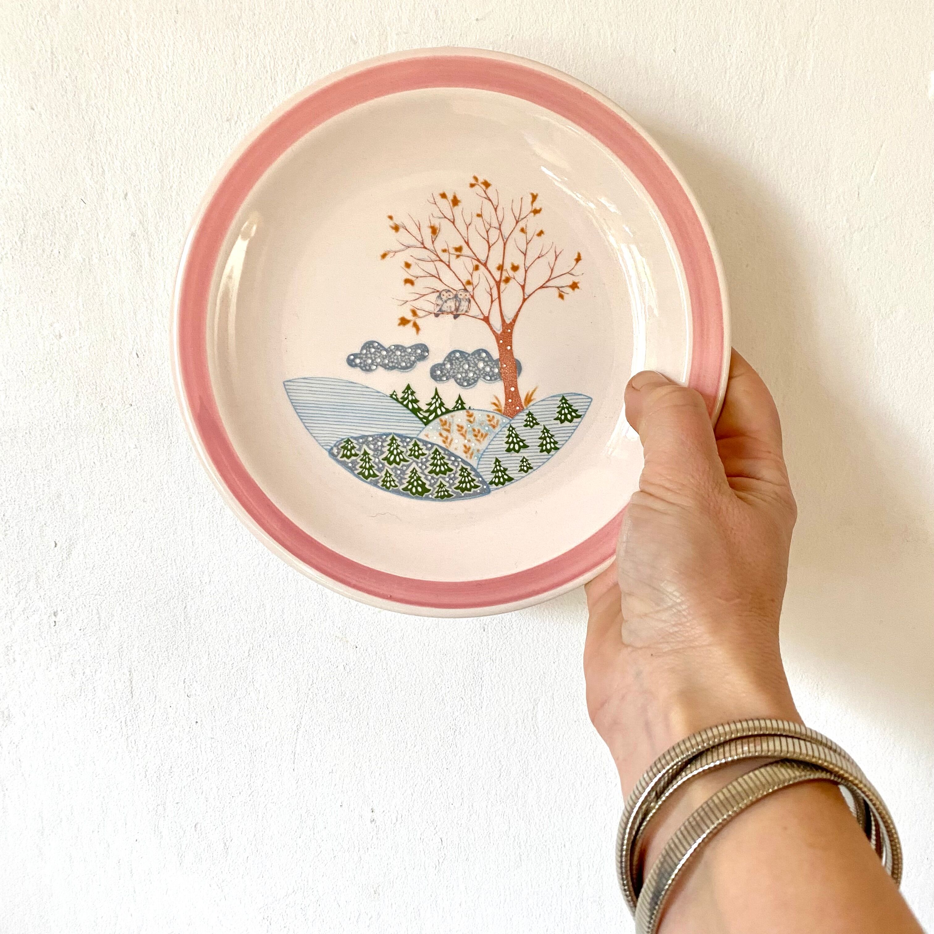 Dessert plates landscape Italy 80s