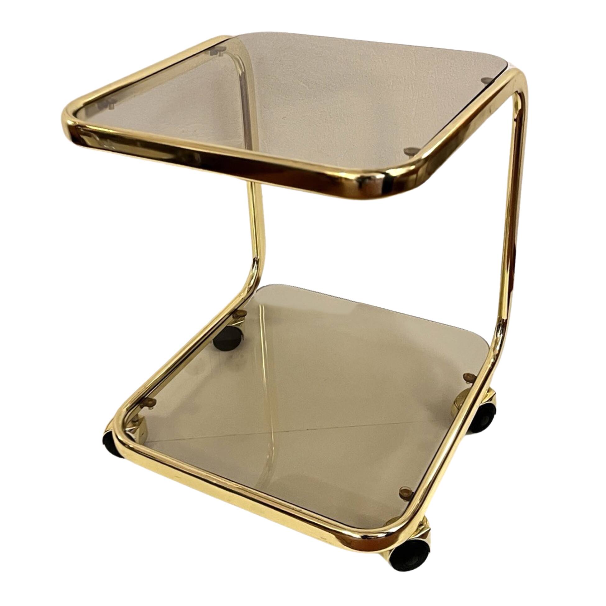 Glass mobile table | bar, Hollywood Regency style, Huwa-Spiegel, Germany 1970s