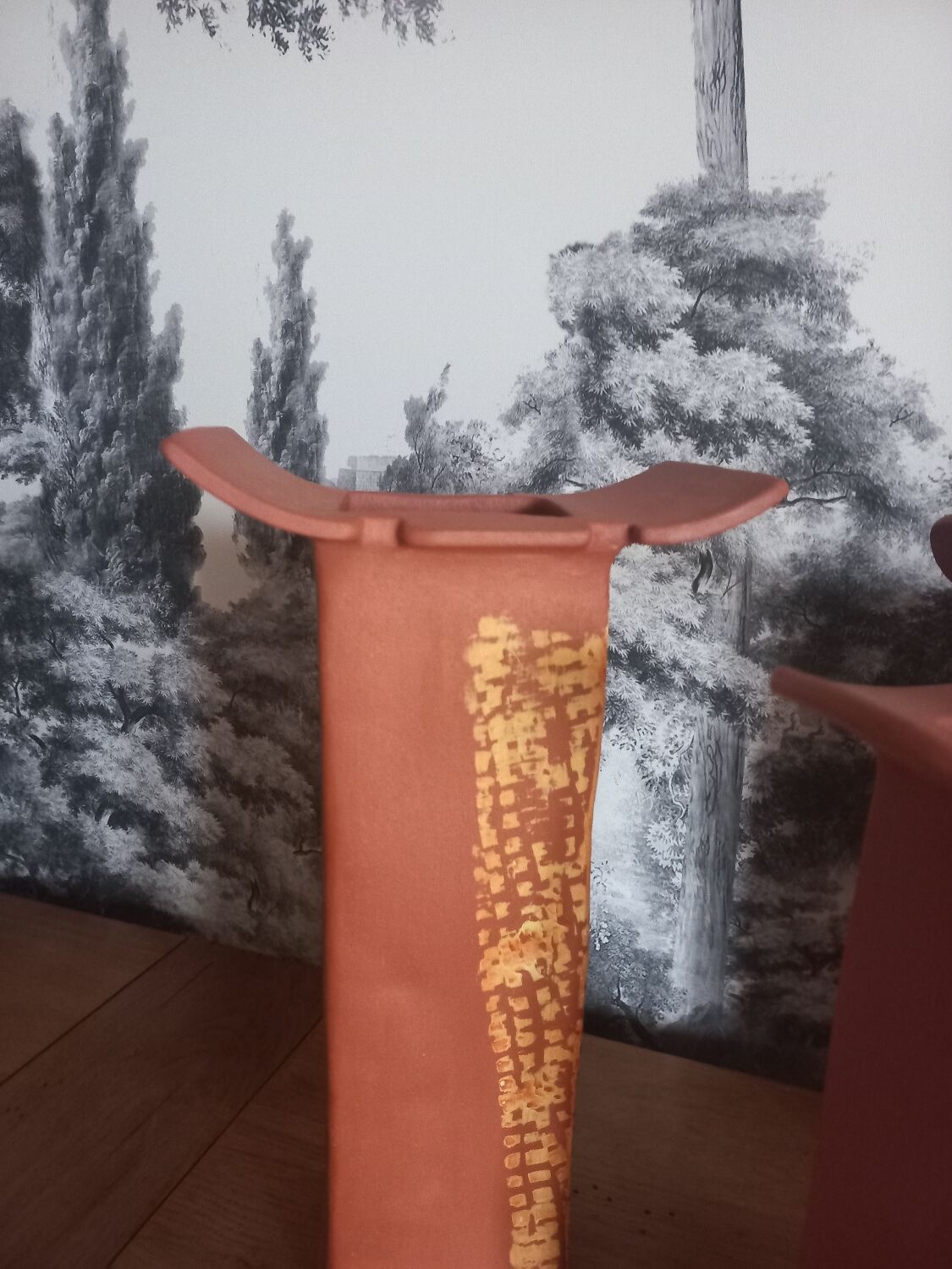 Trio of terracotta vases, unique pieces