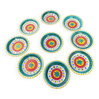 Desimone ceramic plates 1960 Italy hand painted x8