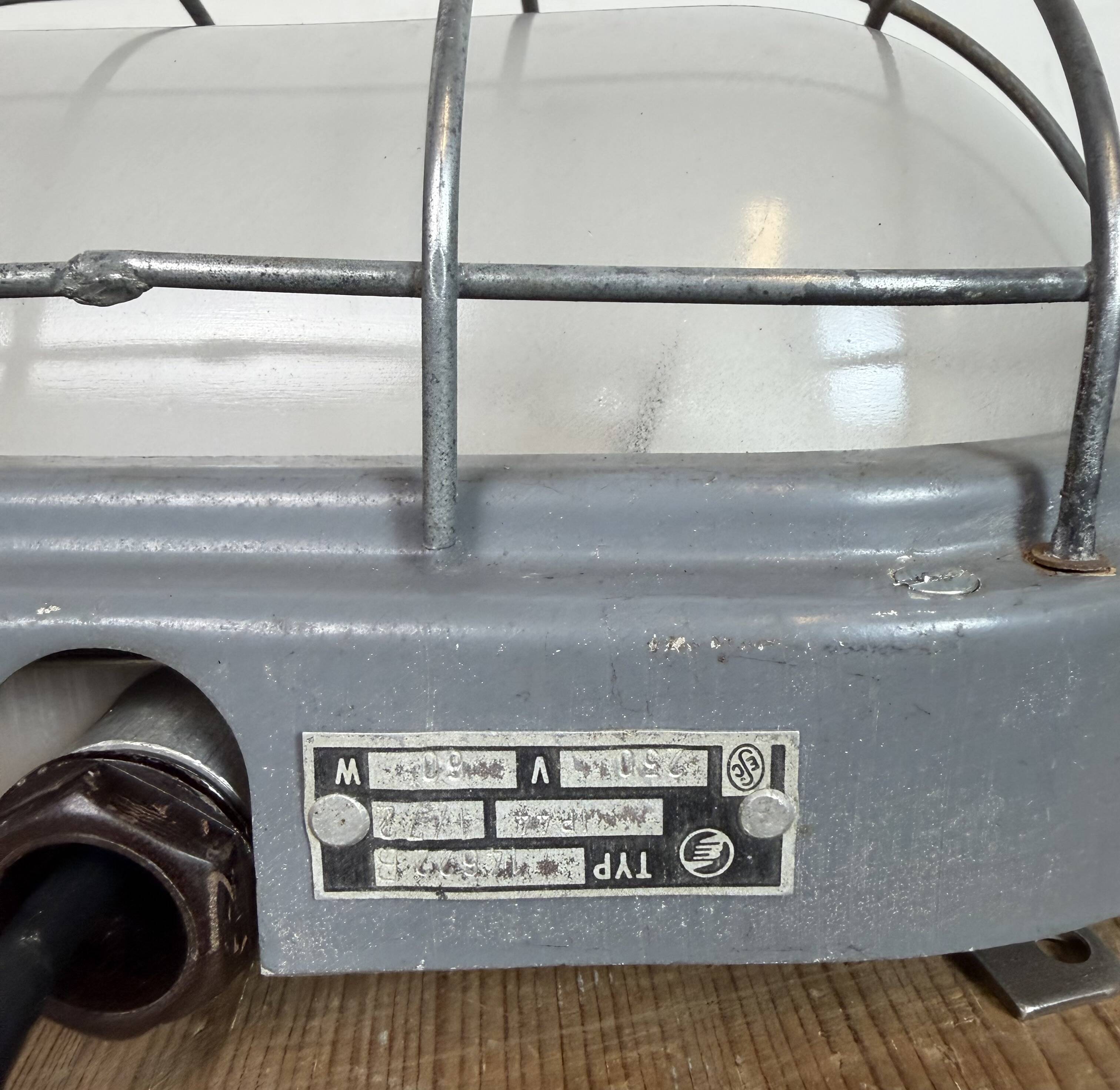 Industrial Grey Wall Light with Milk Glass, 1970s