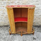 Bamboo tiki bar and two stools