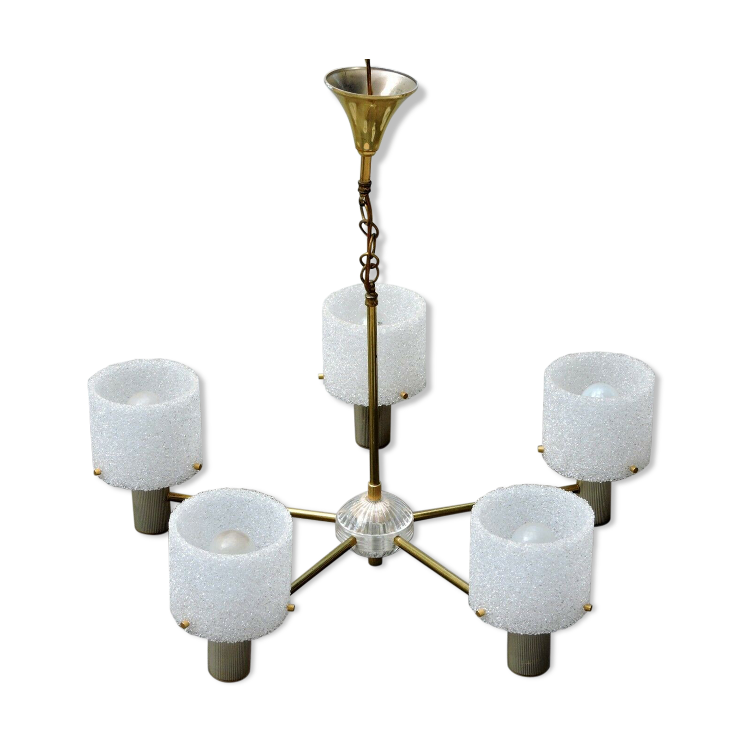 Lustre suspension Vintage Design Perplex 5 feux