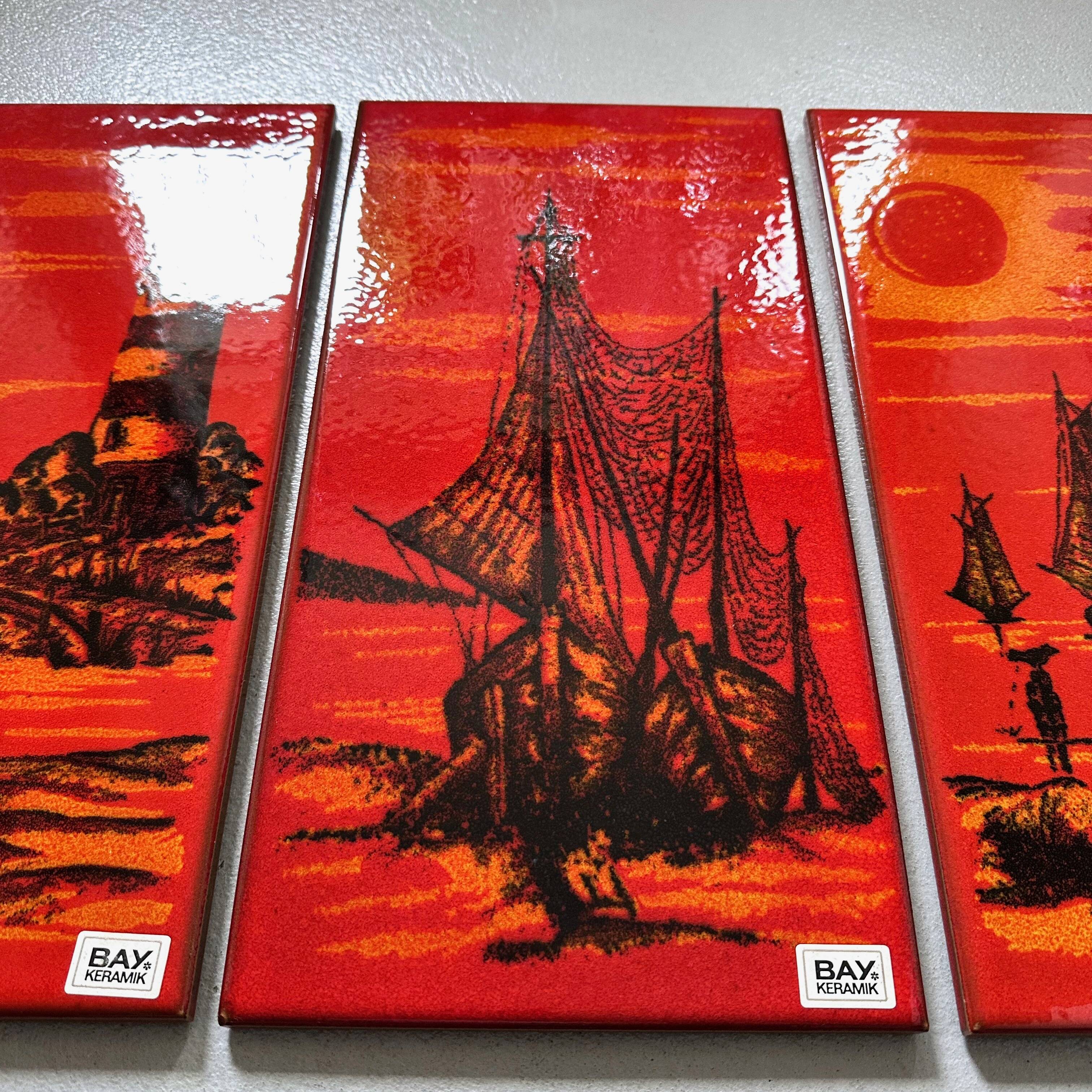 Mid-century wall art, Fat Lava wall plate by Bay Keramik