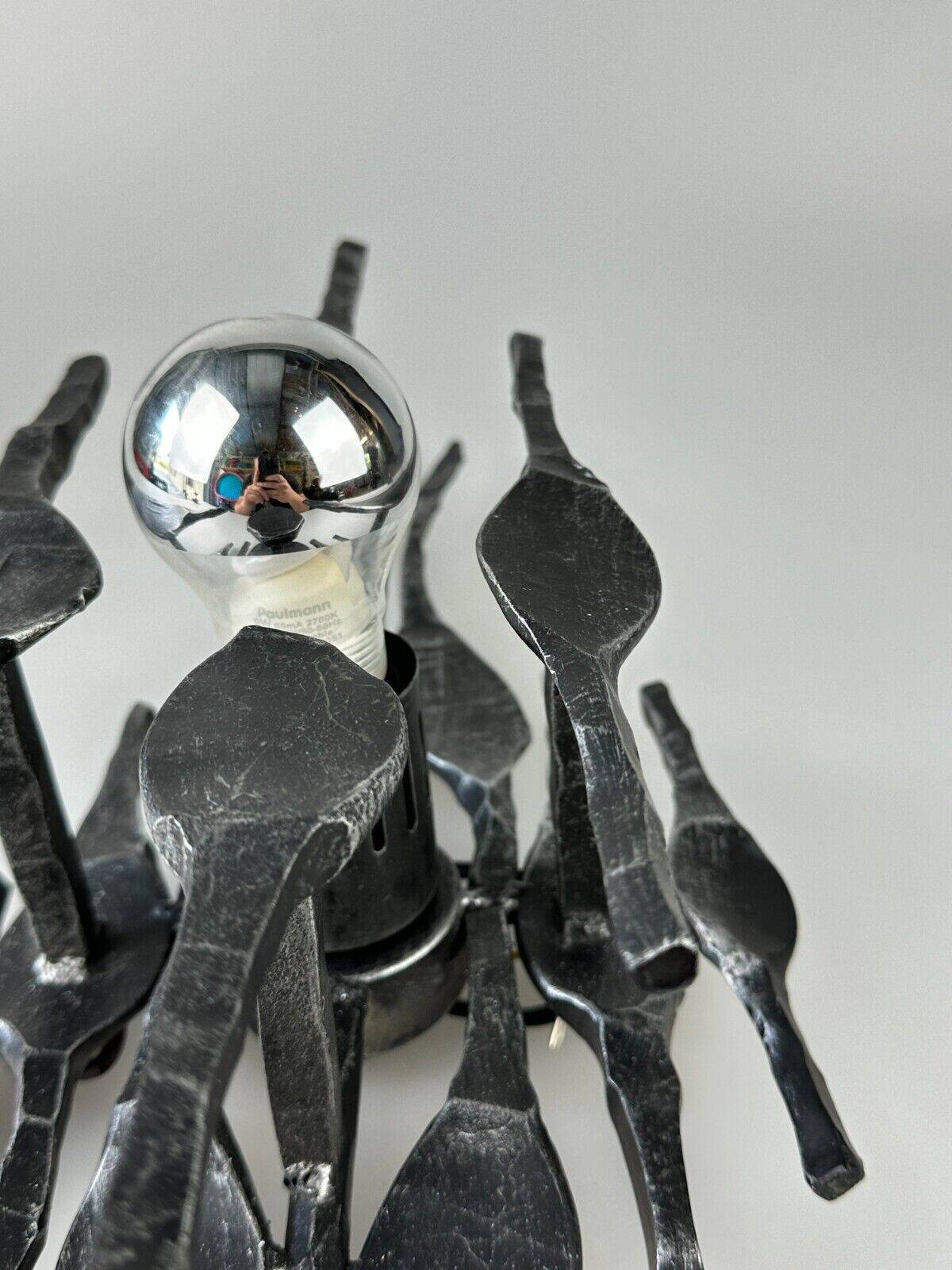 60's 70's brutalist wall lamp iron & glass wall sconce design