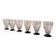 6 small Art Deco pink glasses with black stems, 7 cl.