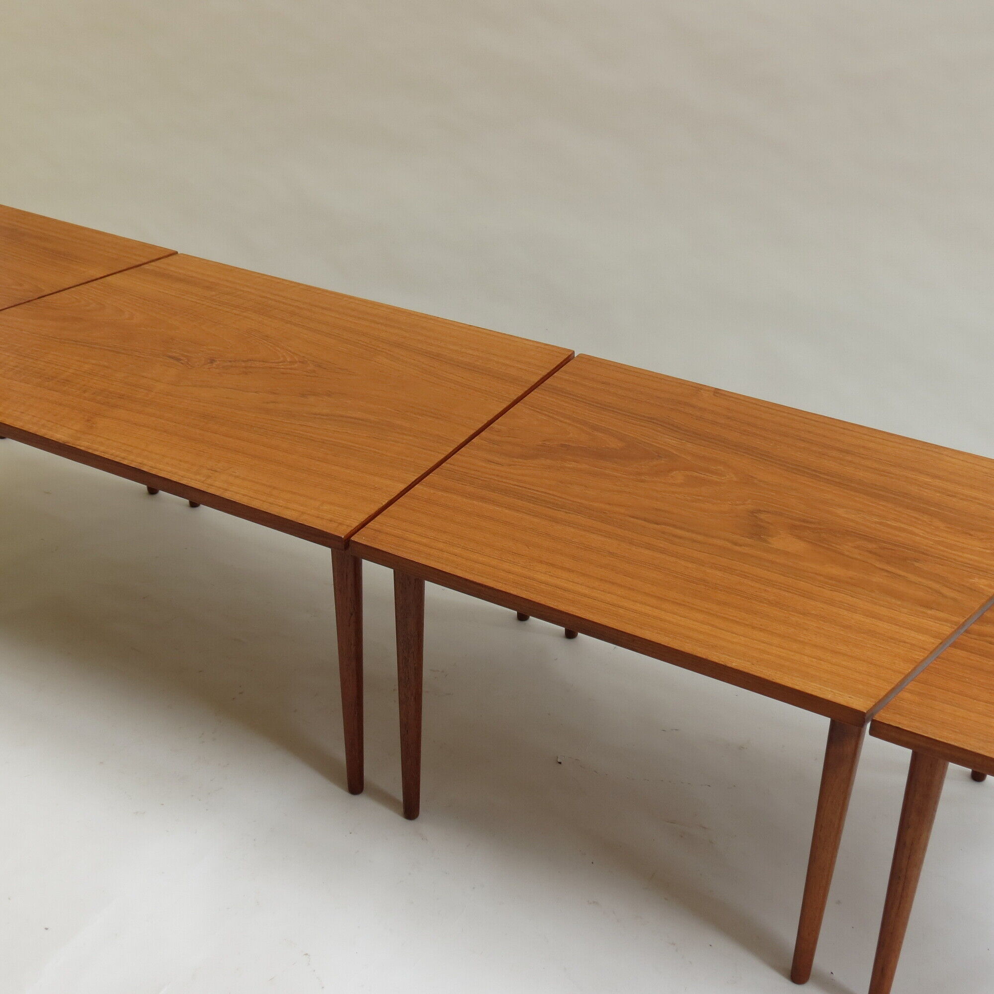 Scandinavian long teak coffee table set of 4 nest of tables 1960s