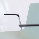 Set Of 6 Pato Chairs Lacquered In Blue With Black Armrests By Hee Willing & Ludvik For Fritz Hansen