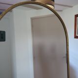 Grand miroir psyché laiton sur pied vintage, pivotant