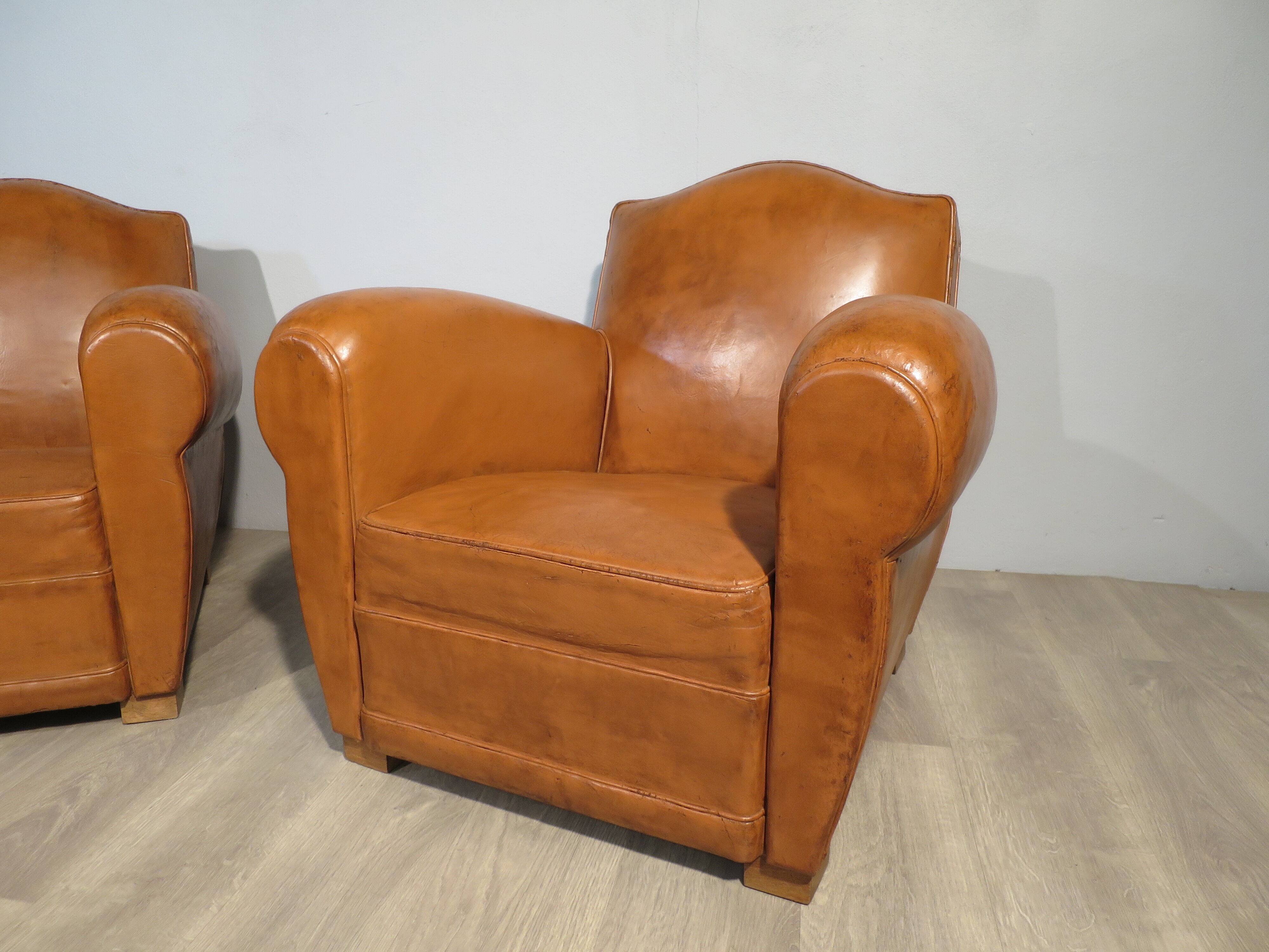 Pair of leather club chairs