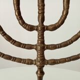 Vintage Hebrew Menorah Candlestick in Solid Brass from the 50s