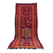Red Vintage Moroccan Runner Rug 137 x 363 cm - Berber Wool Rug Hallway