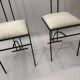 Pair of Postmodern High Back Black Metal Side Chairs in Boucle 1980s Vintage 70s