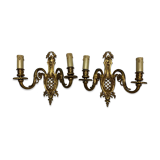 Paire d’appliques classiques en bronze doré