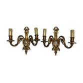 Paire d’appliques classiques en bronze doré