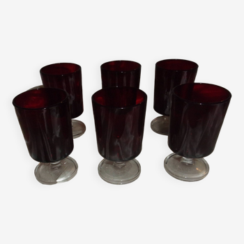 Lot de 6 verres à pieds rouge