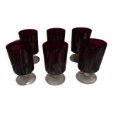 Set of 6 red stemmed glasses
