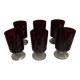 Set of 6 red stemmed glasses
