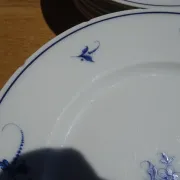 Fine Limoges porcelain dessert service: dish and 12 plates.