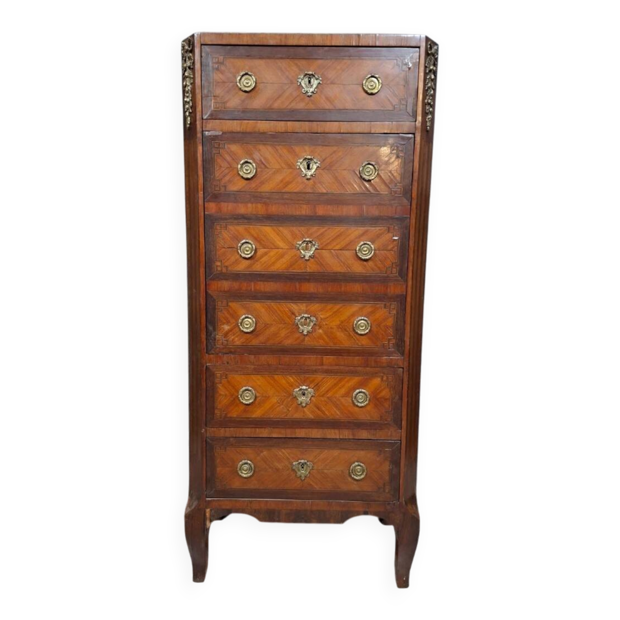 Secretary in a week planner style from the Louis XVI period in marquetry (to be restored)