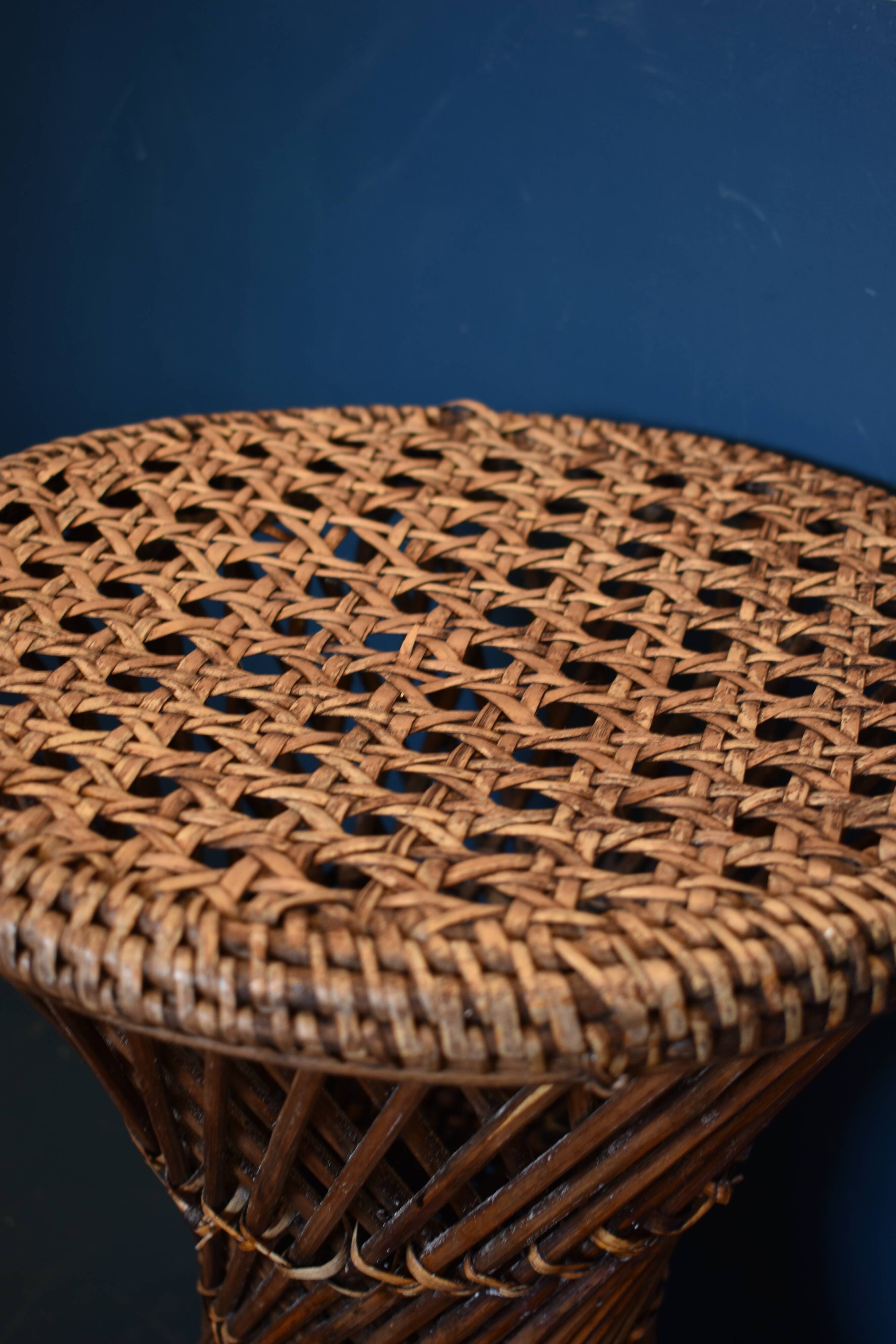 Tabouret diabolo osier vintage