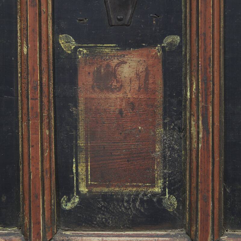 Very large painted folk art rustic farmhouse bridal chest / dresser