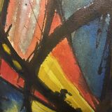 Jean-louis ruythoorens 'sun and calabashes' lubumbashi 1972, abstract painting, oil on canvas