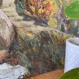 Oil on canvas mountain and river 1965