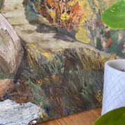 Oil on canvas mountain and river 1965