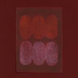 Framed painting on red paper signed eawy