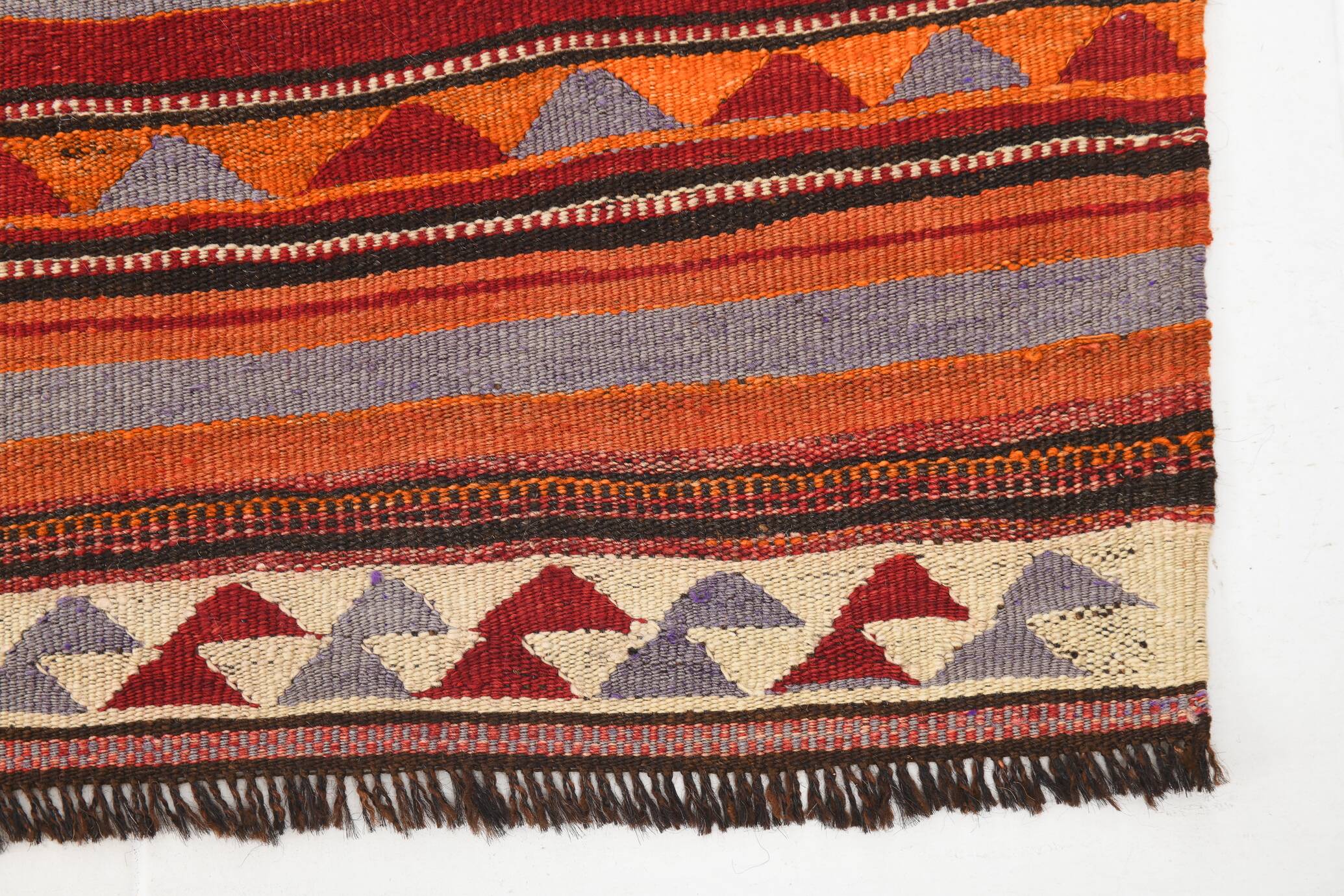 4x9 Red & Blue Turkish Kilim Rug, Living Room Rug, 133x272Cm Vintage Kilim