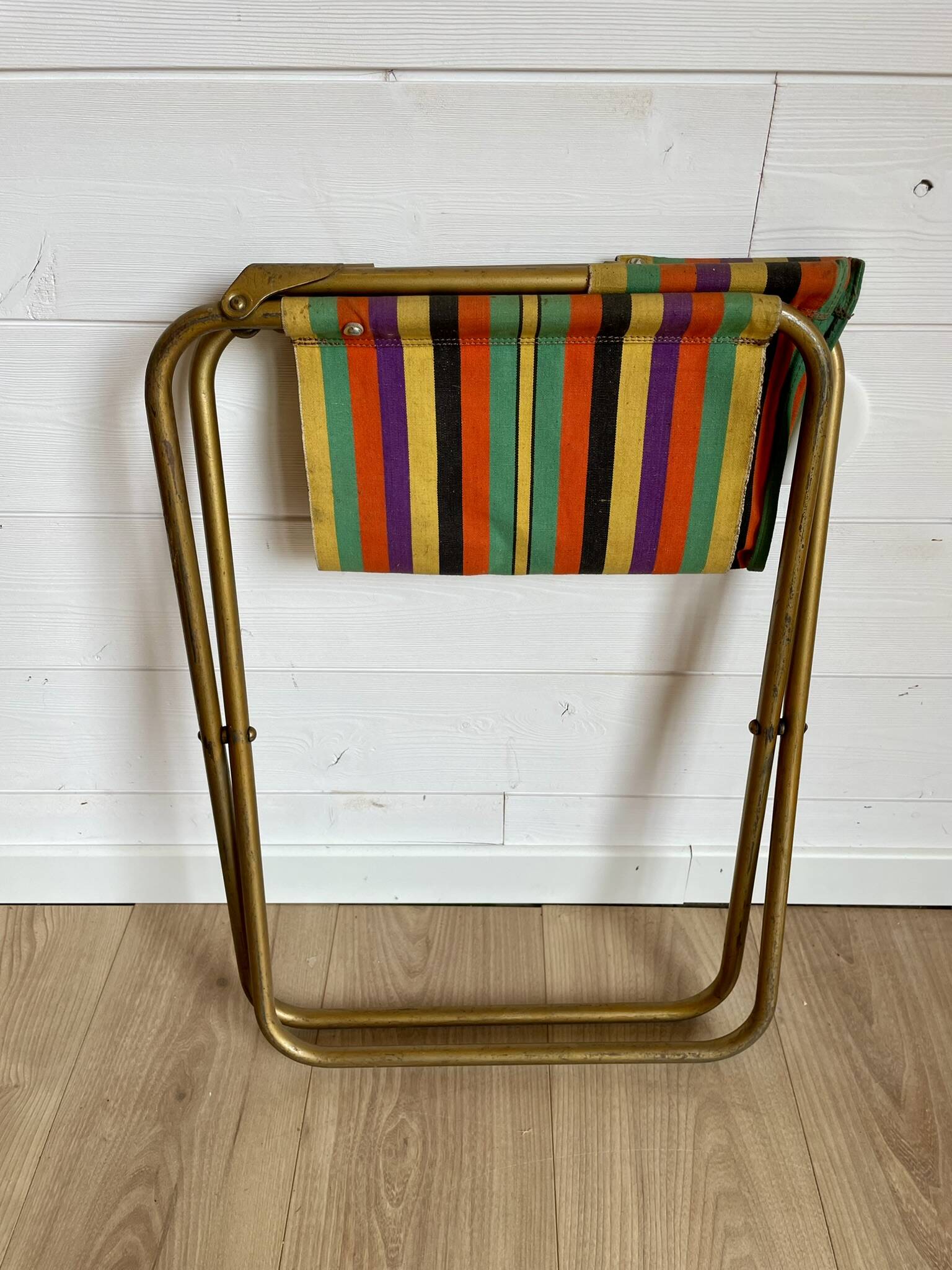 Pair of vintage Lafuma folding chairs model Chantazur Canvas 70s