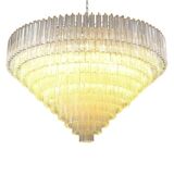 Monumental Clear Triedro Murano Glass Chandelier in Venini Style