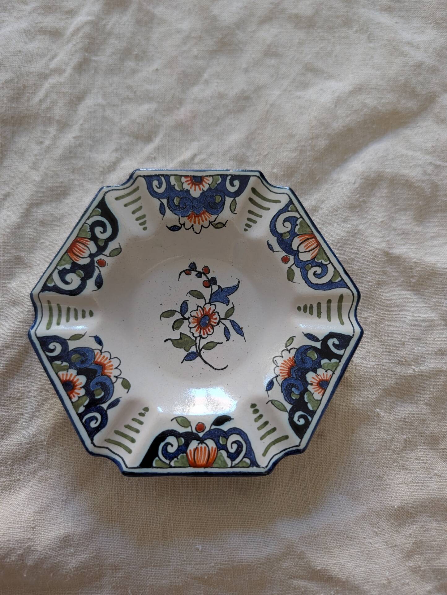 Hand-painted faience catchall from Vieux Rouen – 1950s