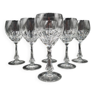 6 Water Glasses in Lorraine Cut Crystal LEMBERG model NORA H 19 cm