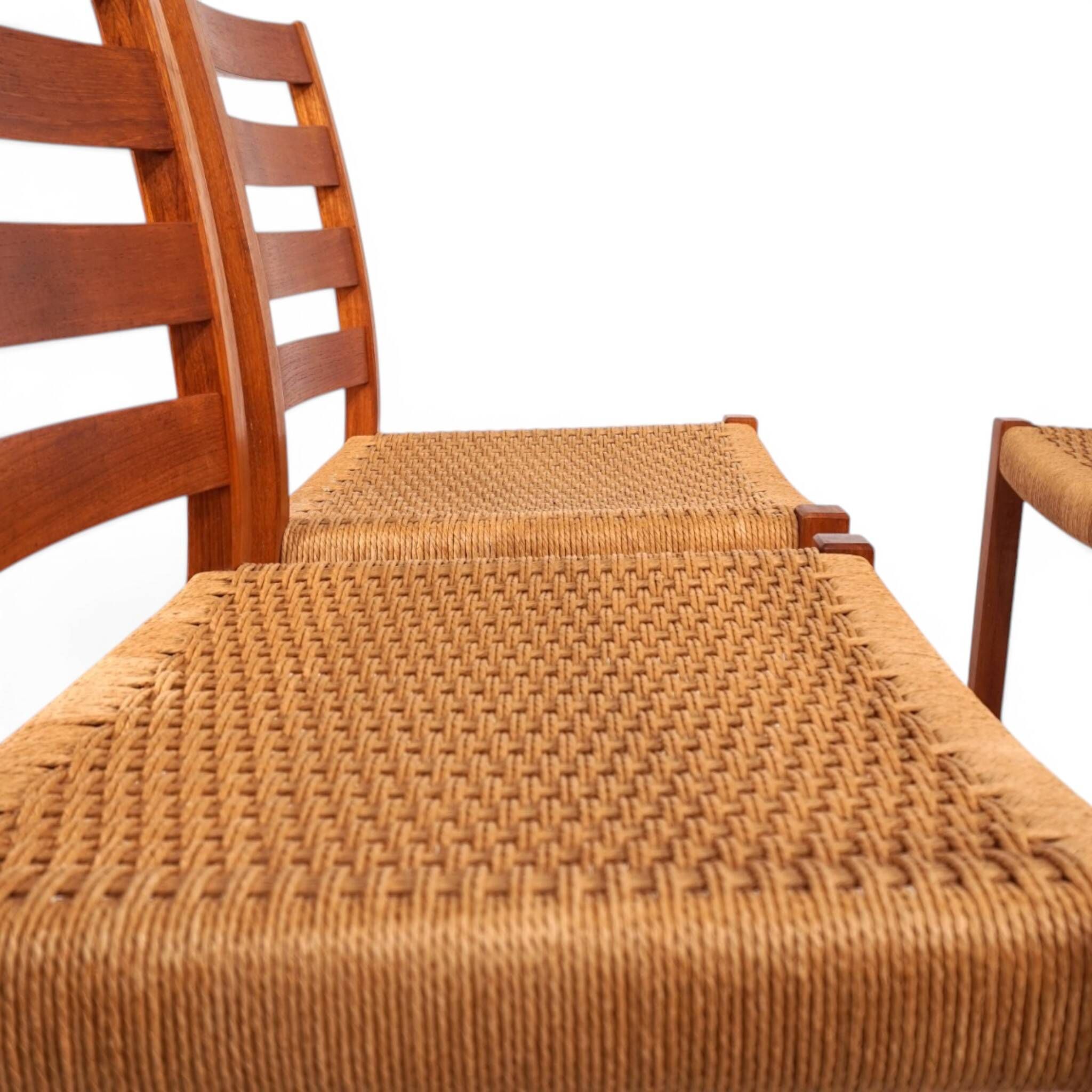 Niels Otto Møller Model 408, Set of 4 Teak Papercord Dining Chairs for J.L.
