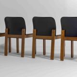 Set of 6 black leather dining chairs by Afra & Tobia Scarpa, 1970's