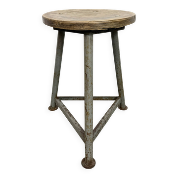 Tabouret d'atelier industriel gris, années 1960