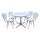 Round table and white formica chairs, vintage, 70s
