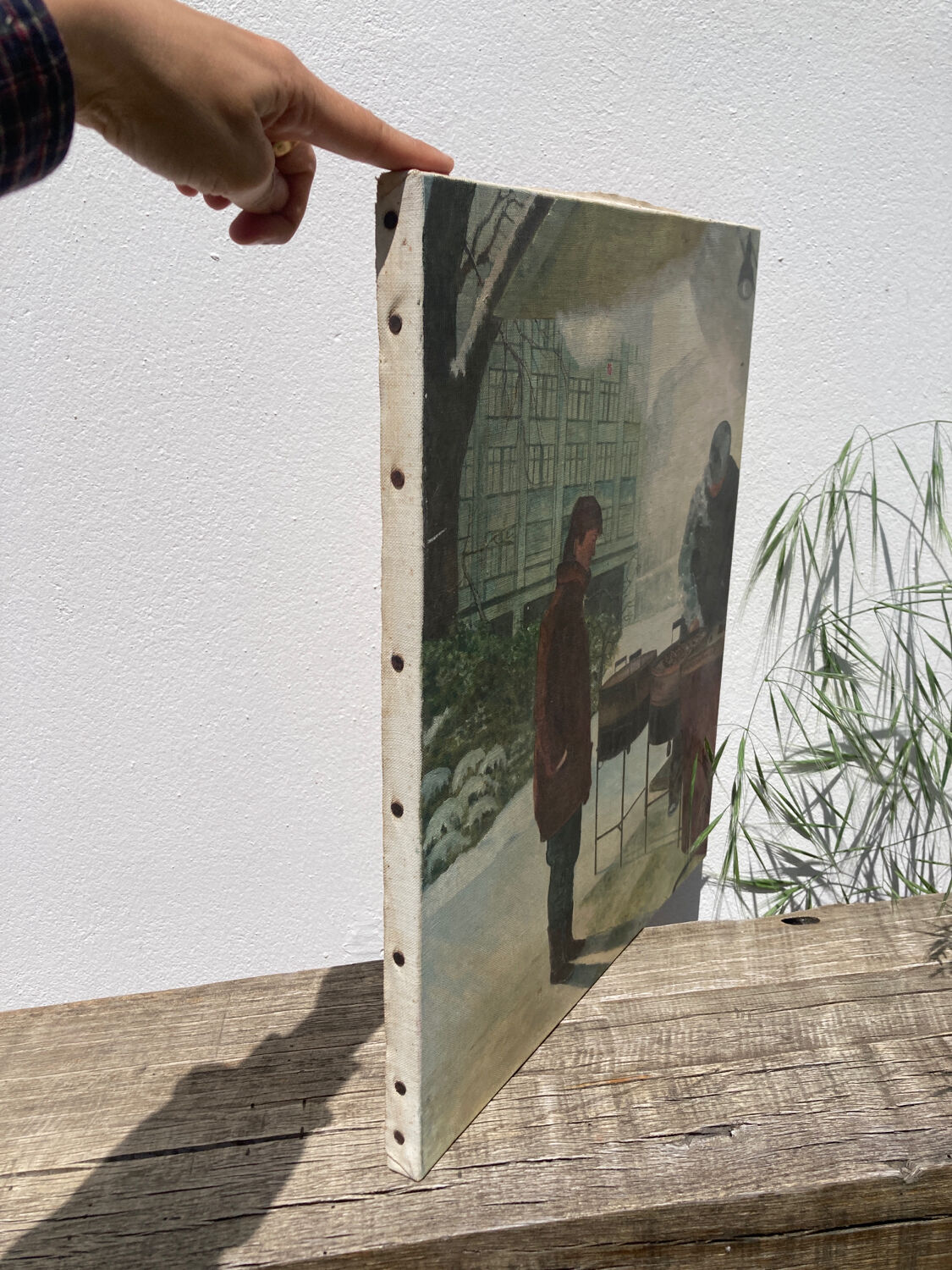 Anxian painting Painting seller of brown on vintage canvas