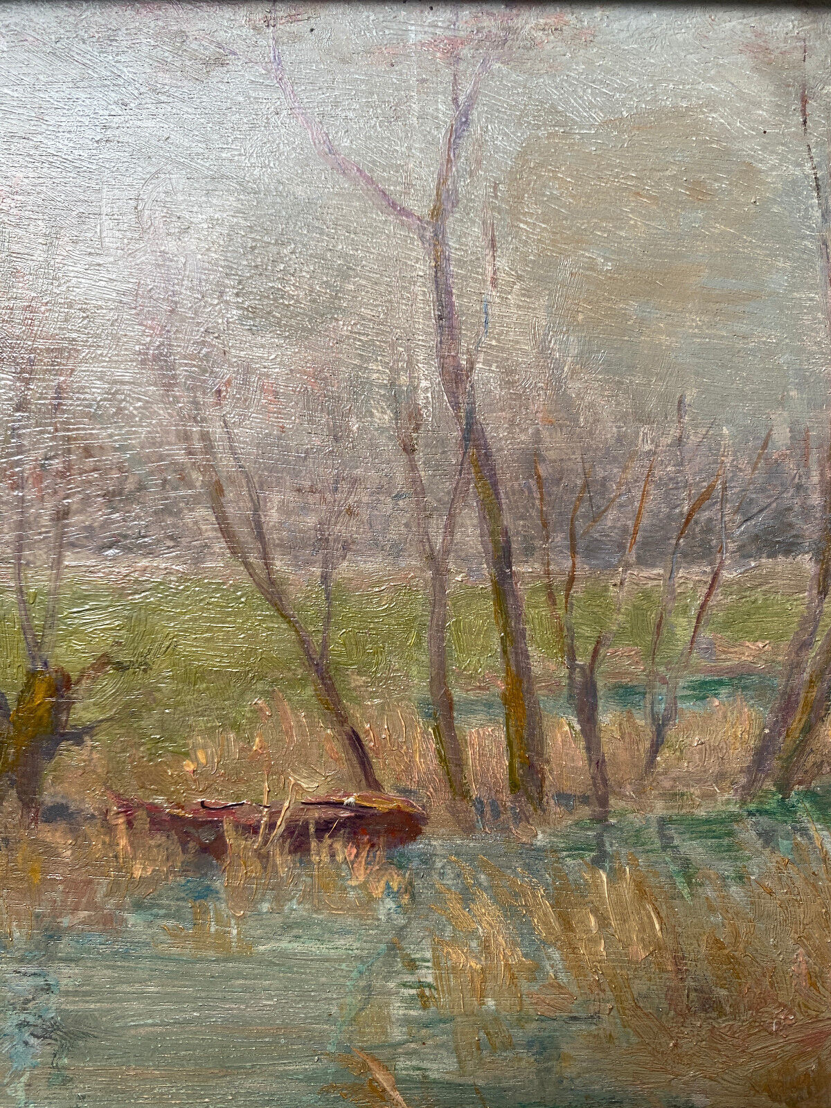 Painting "La Guenelle à Togny" (Marne) by Georges Hitier de Fismes (XIX-XX)