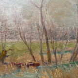 Painting "La Guenelle à Togny" (Marne) by Georges Hitier de Fismes (XIX-XX)