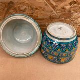 Ancienne Jarre A Beurre Jobbana Maroc Faïence Polychrome XIXÈME Vintage #B083