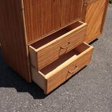 Rattan wardrobe/secretary Audoux & Minnet  style 1950