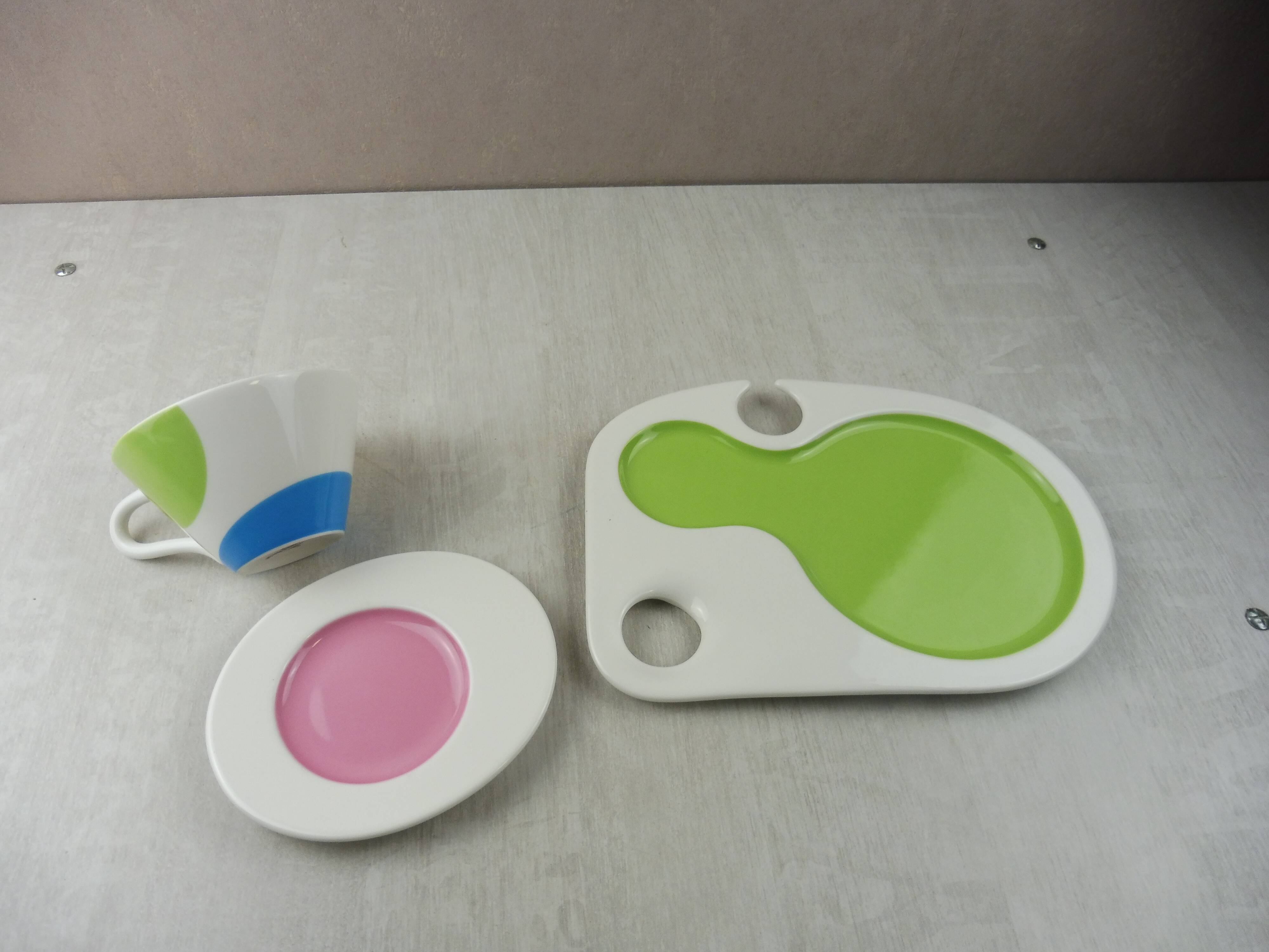 Coffee service plate - cup, paint palette décor, Villeroy - Boch