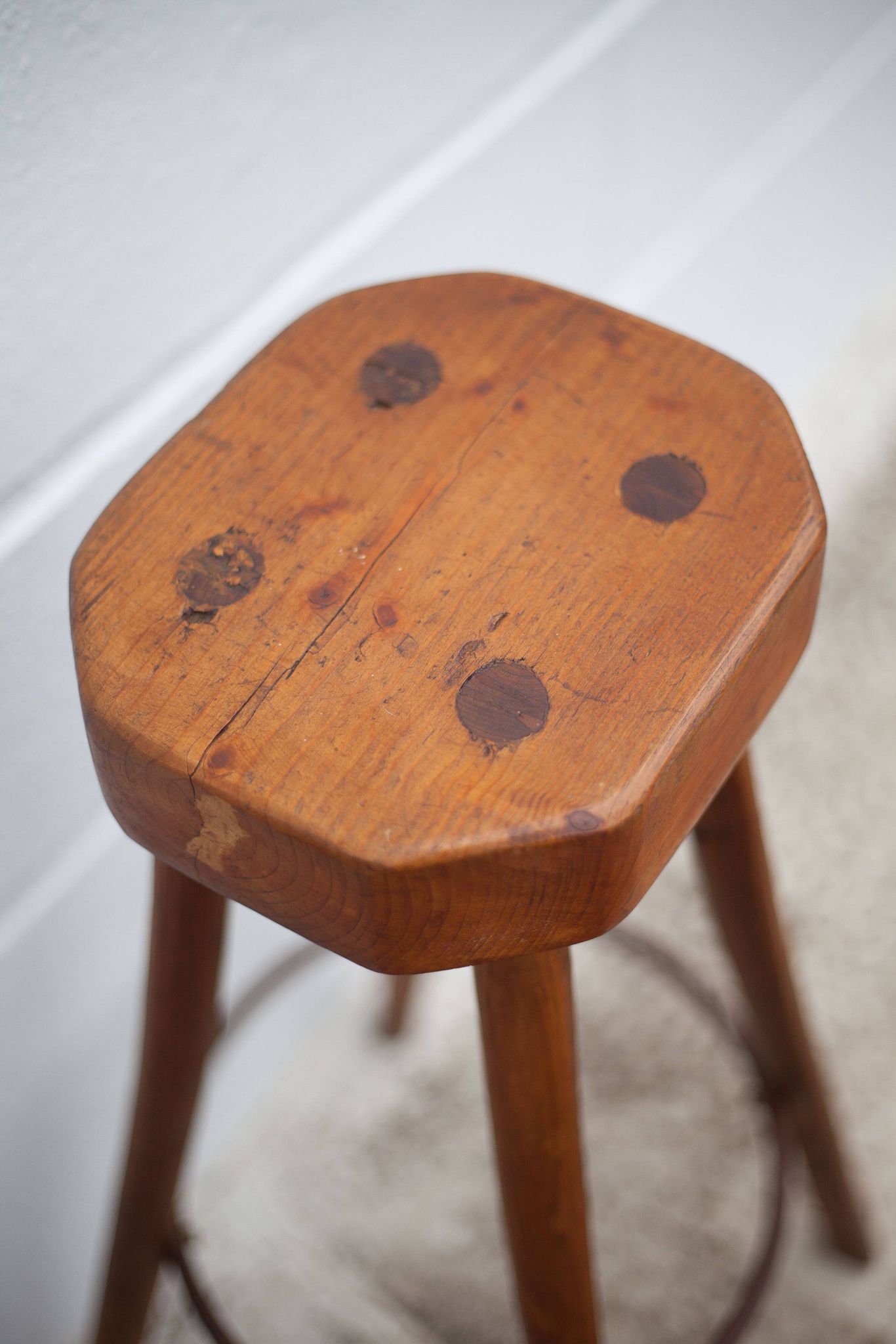 Bar stool X 3, wood and metal stool, brustalist stool, high stool