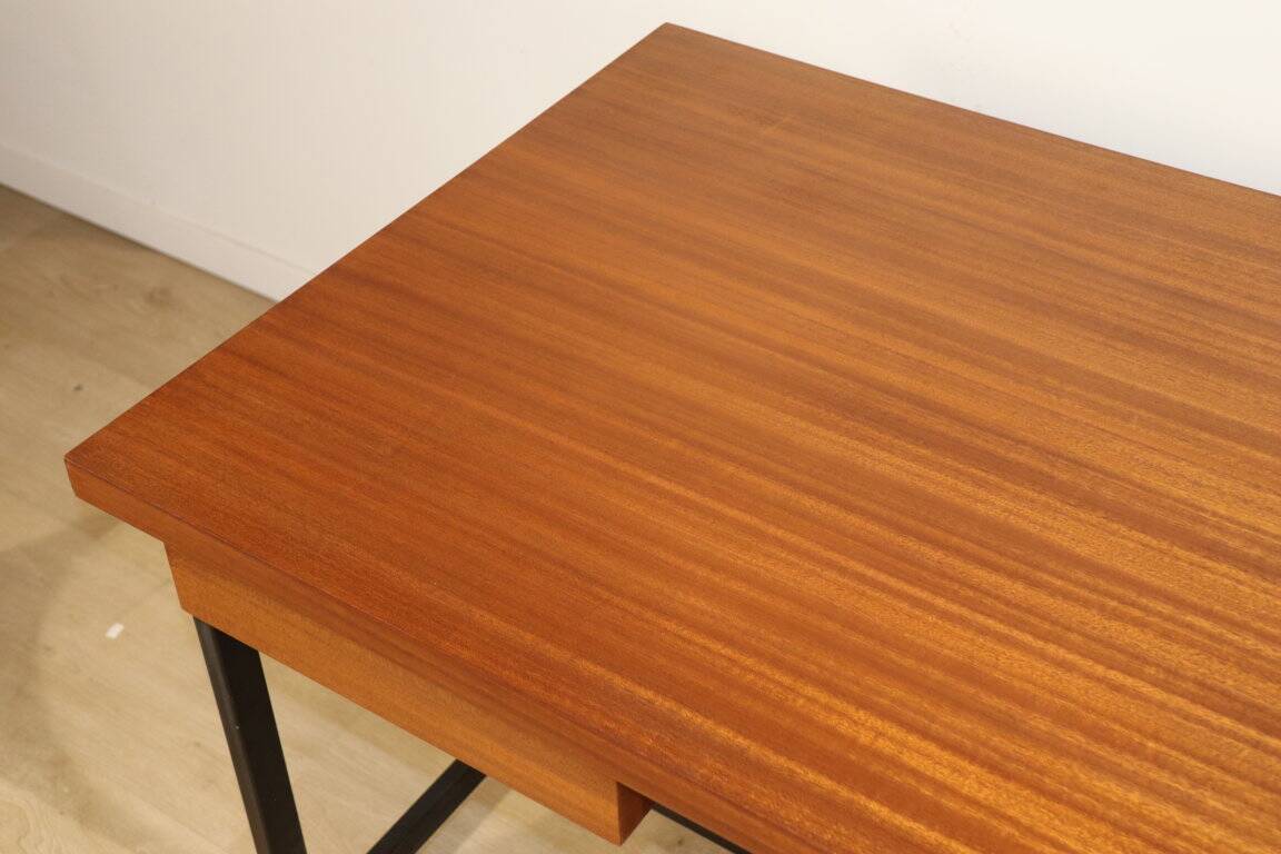 Vintage mahogany desk by Pierre Guariche edition Minvielle, 1960