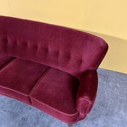 Danish 3 seater velvet curved sofa 1940s