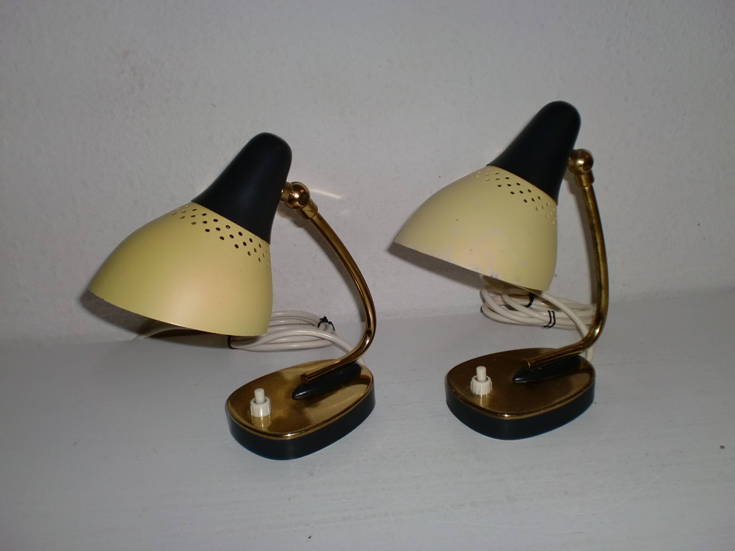 Pair of 1950s Design Bedside Table Lamps Art Nouveau, Stilnovo, Rockabilly